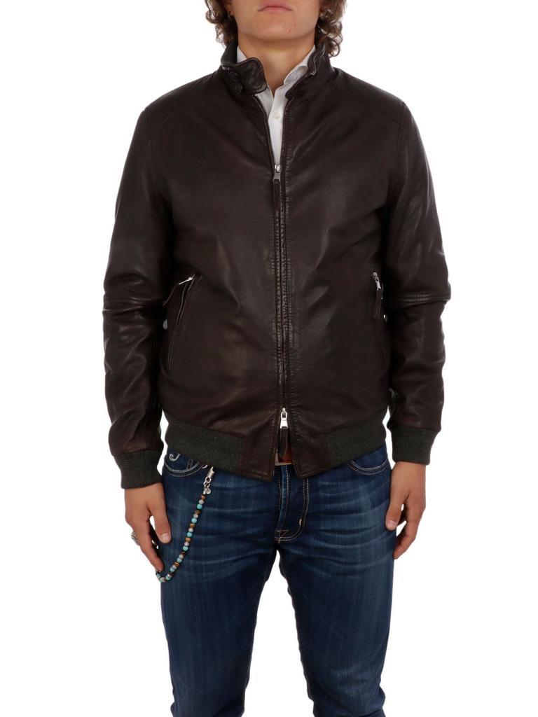 商品THE JACK LEATHERS|The Jack Leathers Men's  Brown Leather Outerwear Jacket,价格¥4176,第1张图片