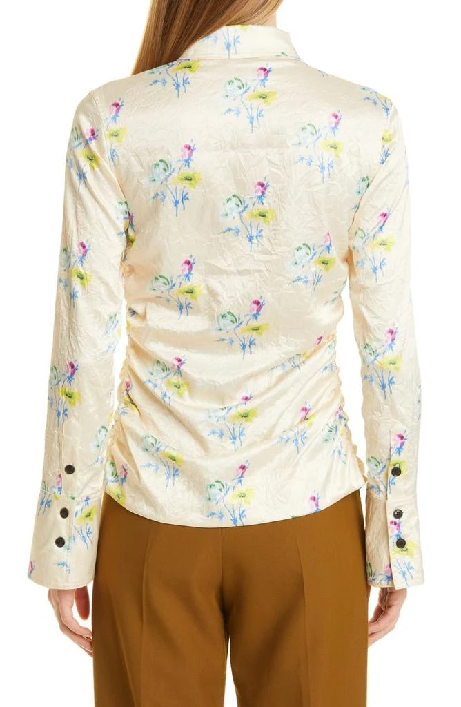 商品Ganni|Floral Print Ruched Crinkled Satin Shirt,价格¥878,第2张图片详细描述