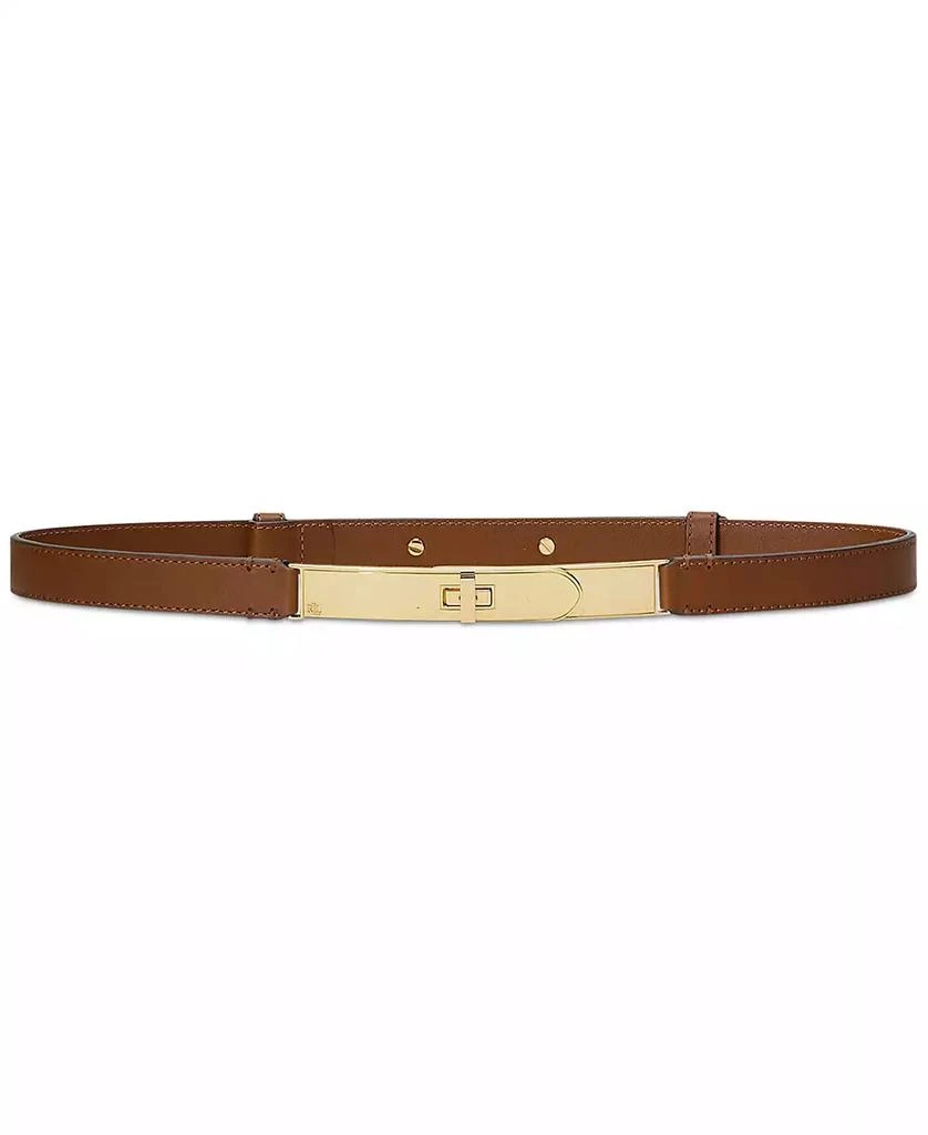 商品Ralph Lauren|Women's Turn-Lock Skinny Leather Belt,价格¥607,第1张图片