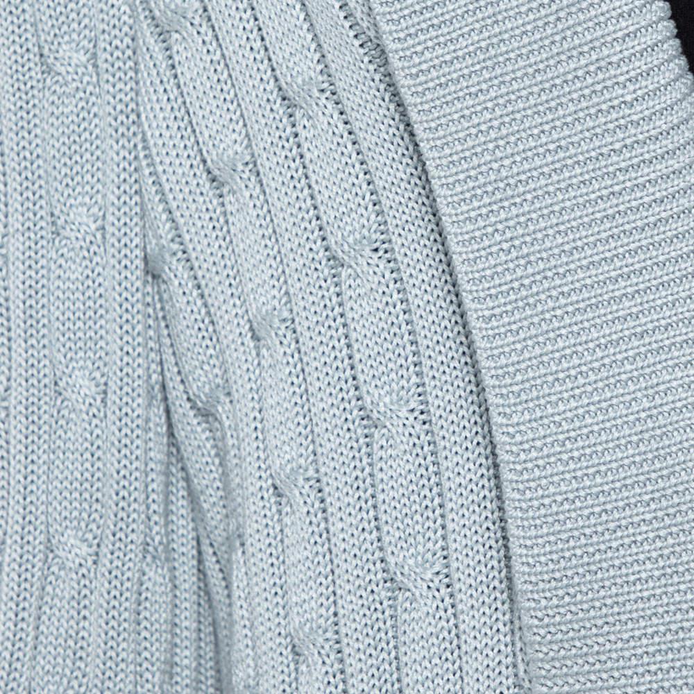 Ralph Lauren Pale Blue Cotton Cable Knit Shawl Lapel Cardigan L商品第4张图片规格展示
