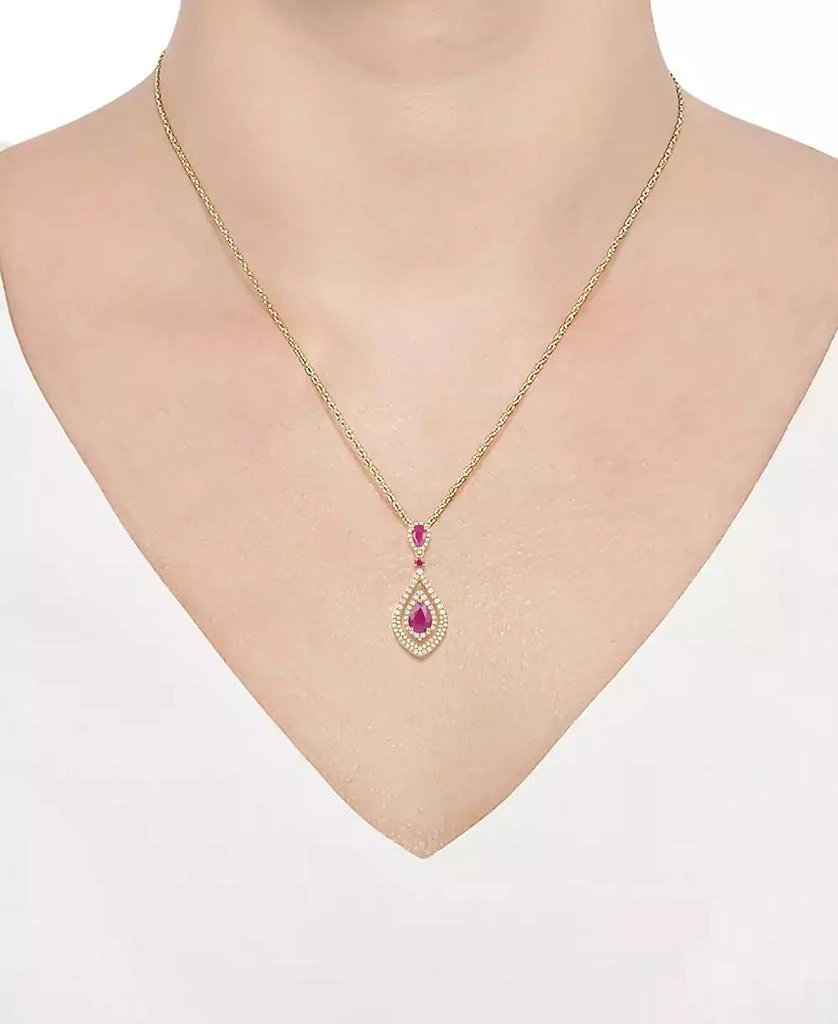 商品Macy's|Sapphire (1-1/4 ct. t.w.) and Diamond (1/2 ct. t.w.) Pendant Necklace in 14k Gold (Also available in Ruby and Emerald),价格¥6933,第4张图片详细描述