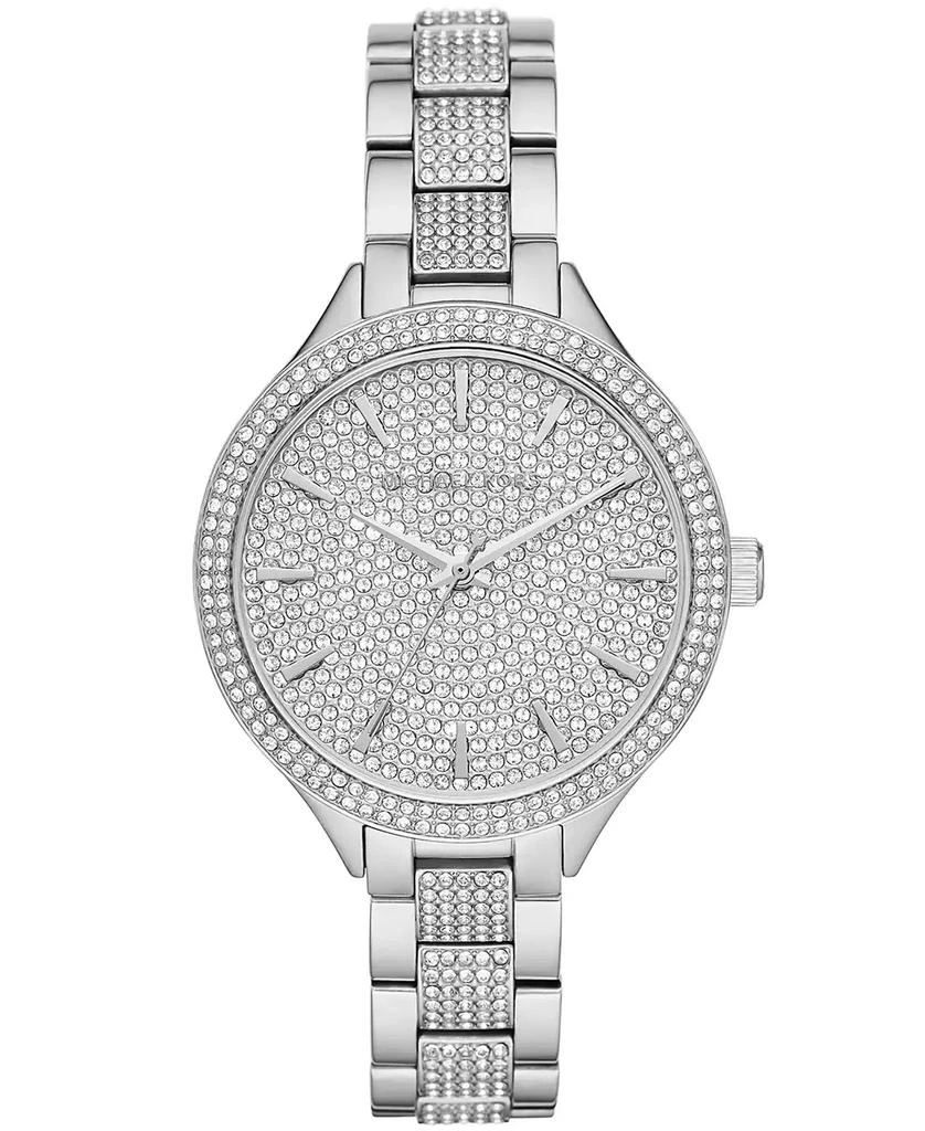 商品Michael Kors|Women's Slim Runway Three-Hand Silver-Tone Stainless Steel Bracelet Watch 38mm,价格¥1361,第1张图片