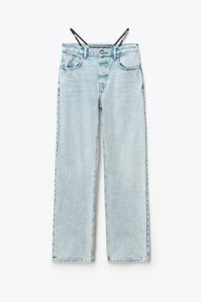 商品Alexander Wang|DIAMANTE LOGO STRAP LAYER JEAN IN DENIM,价格¥2940,第3张图片详细描述