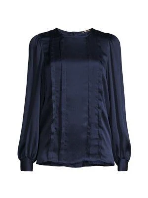 商品Tahari|Satin Pintuck Blouse,价格¥593,第5张图片详细描述