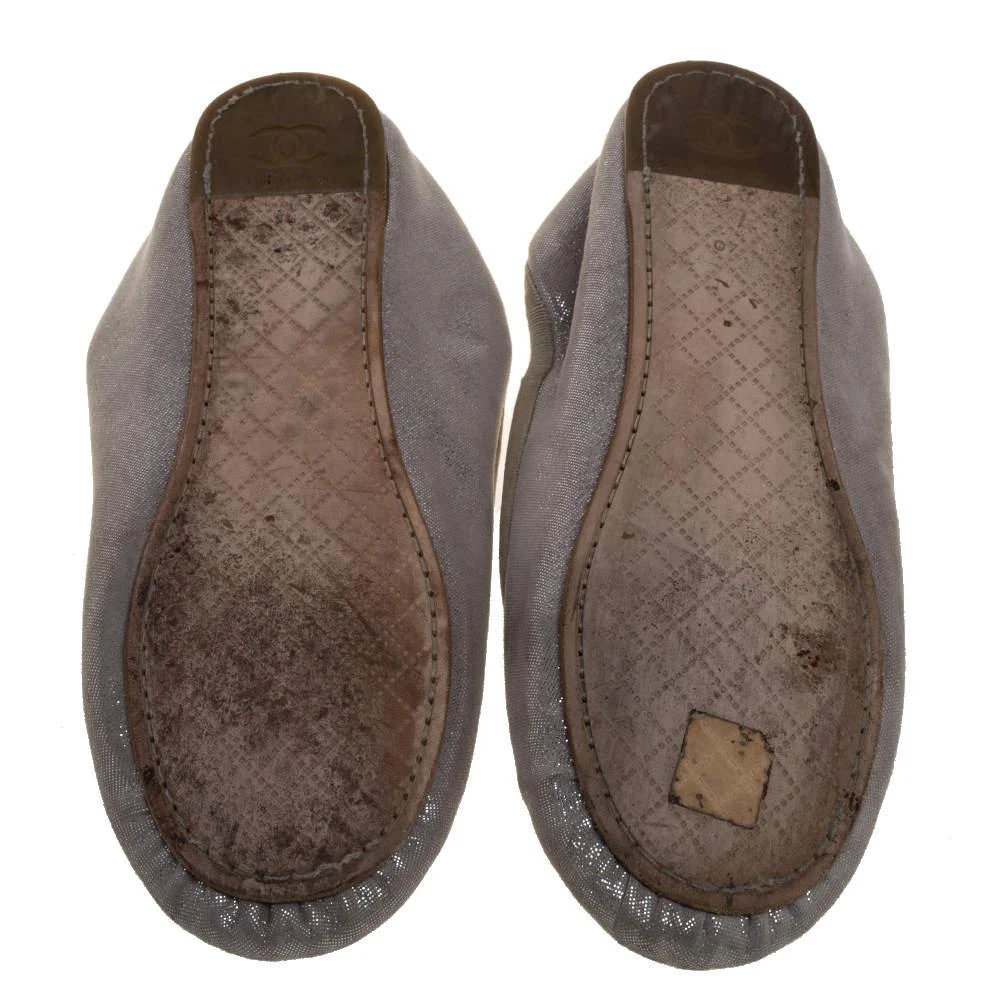 Chanel Silver Glitter Suede CC Ballet Flats Size 40 商品
