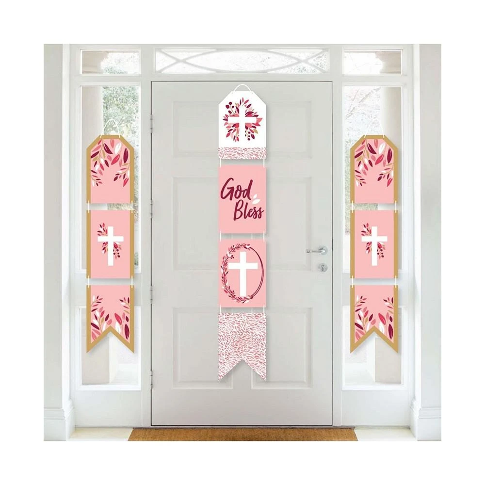 商品Big Dot of Happiness|Pink Elegant Cross - Vertical Paper Door Banners - Wall Kit - Indoor Door Decor,价格¥157,第1张图片