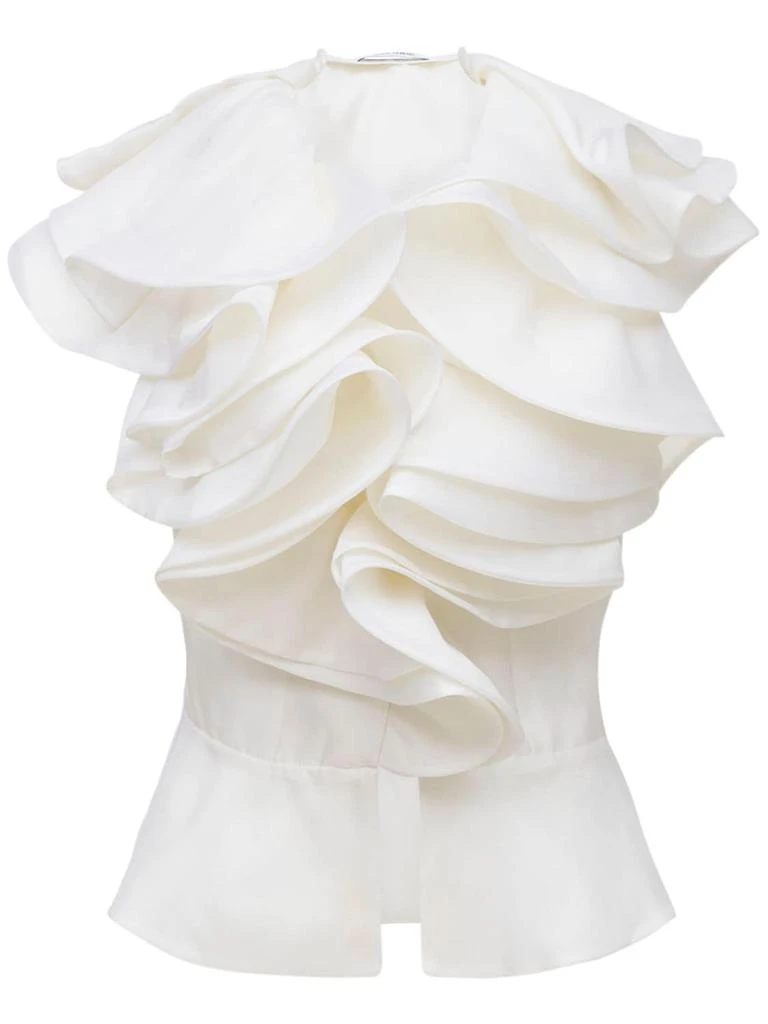 商品PRABAL GURUNG|Sleeveless Silk Top W/ Ruffled Collar,价格¥12947,第1张图片