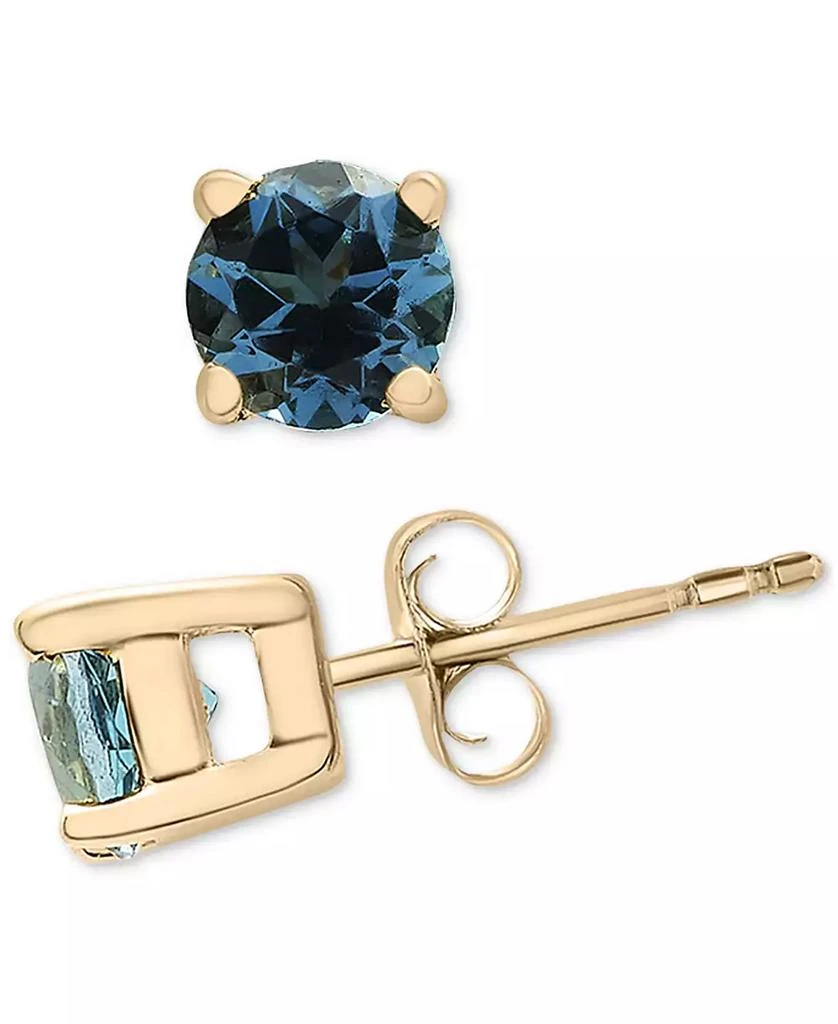 商品Macy's|2-Pc. Set London Blue Topaz (1/3 ct. t.w.) & Lab-grown White Sapphire (3/8 ct. t.w.) Stud and Dangle Hoop Earrings in 14k Gold-Plated Sterling Silver,价格¥850,第5张图片详细描述