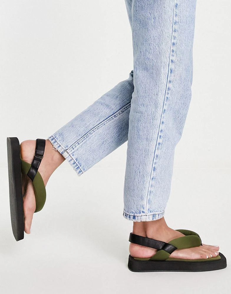 商品Topshop|Topshop Paris padded toe post sandal in khaki,价格¥119,第4张图片详细描述