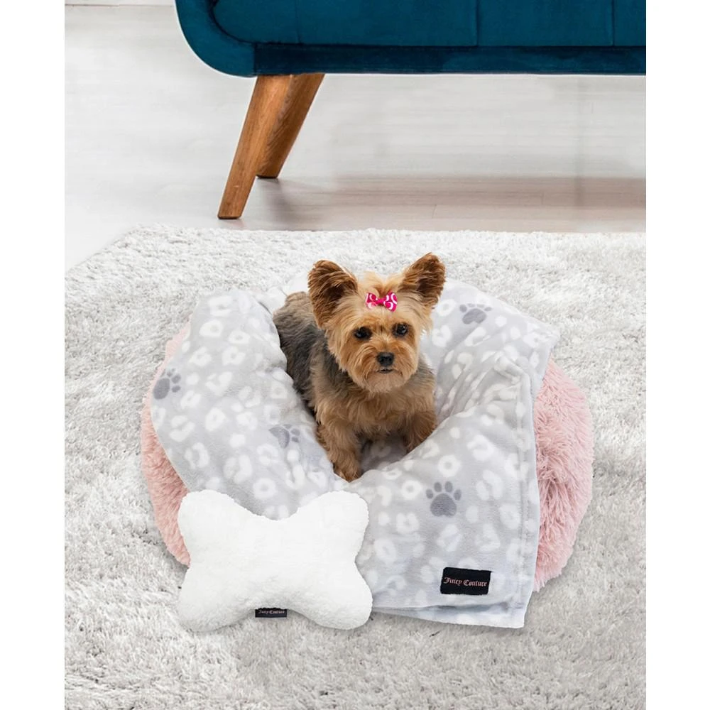 2-Piece Set Pet Throw Blanket Bone Pillow, Leopard With Paws 商品