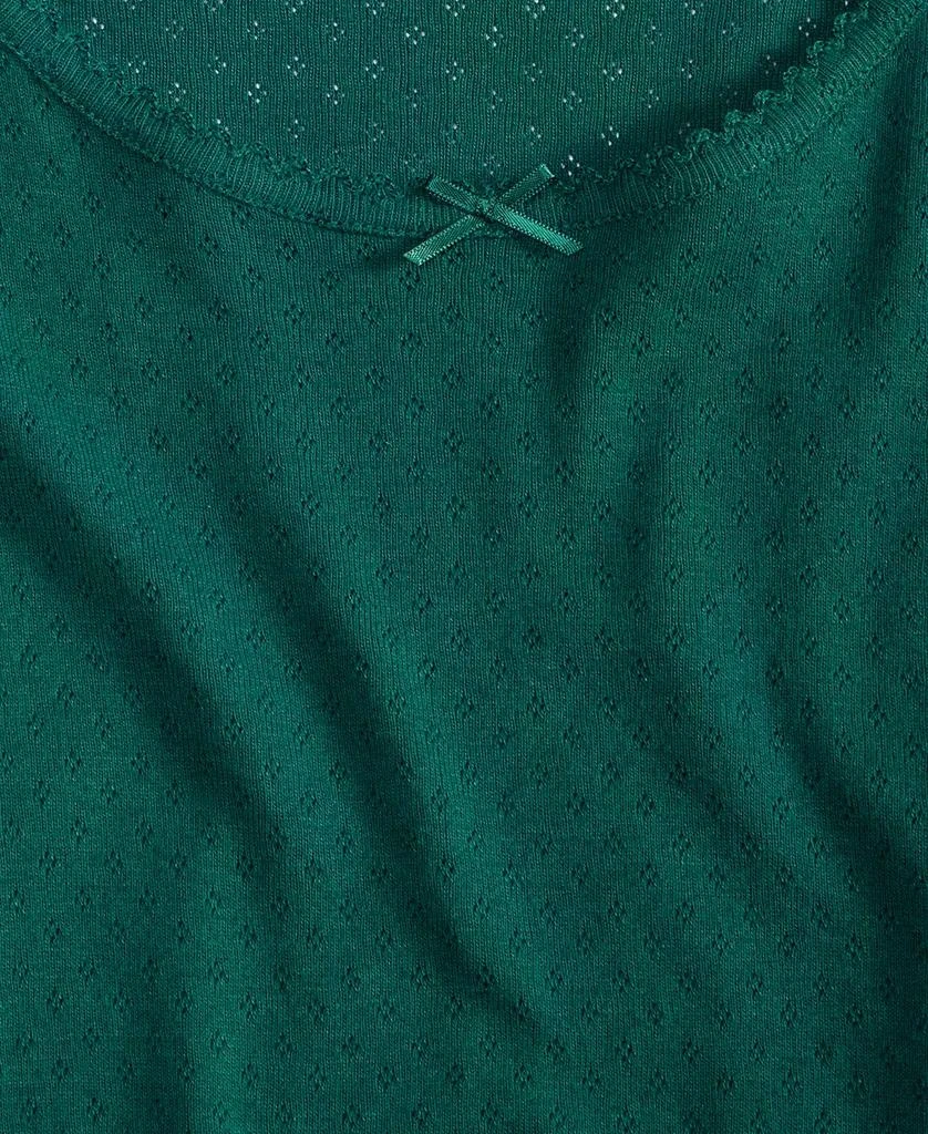 商品Charter Club|Women's Long Sleeve Pointelle Tee, Macy's Exclusive,价格¥81,第2张图片详细描述