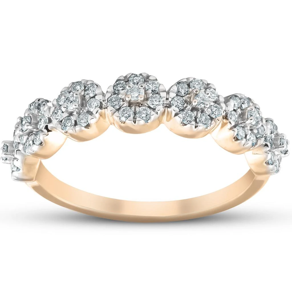 商品Pompeii3|1/2Ct Diamond Halo Anniversary Stackable Diamond Wedding Ring 10k Yellow Gold,价格¥3912,第1张图片