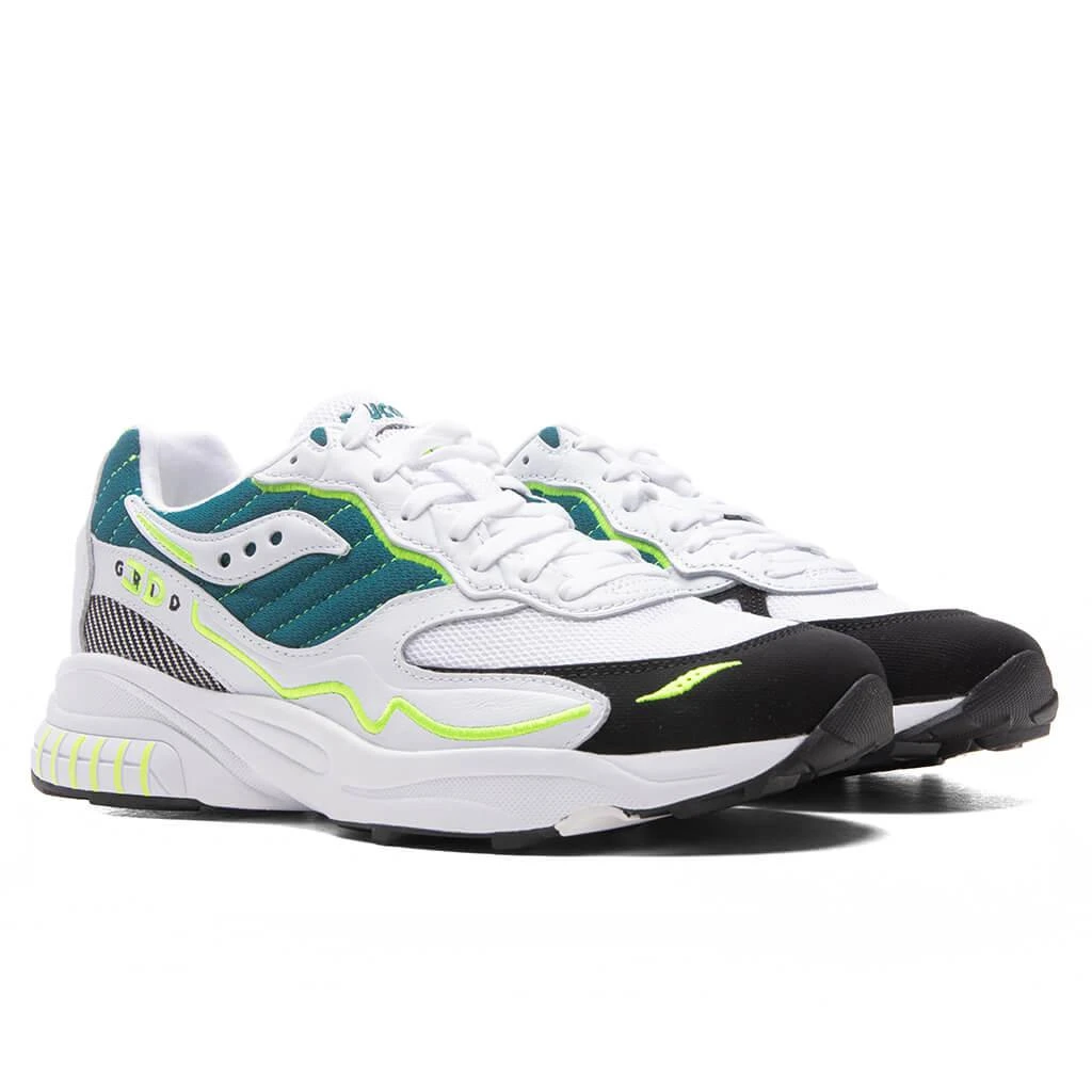 商品Saucony|Saucony 3D Grid Hurricane - White/Green,价格¥638,第2张图片详细描述