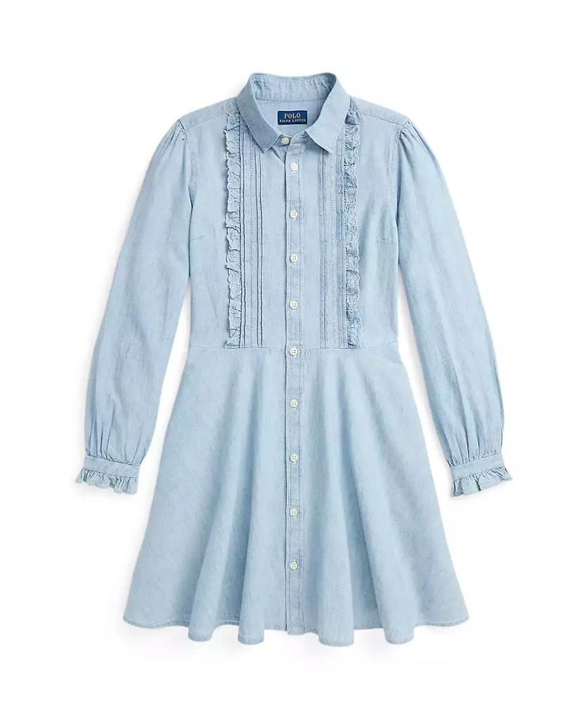 商品Ralph Lauren|Big Girls Ruffled Cotton Chambray Dress,价格¥425,第5张图片详细描述