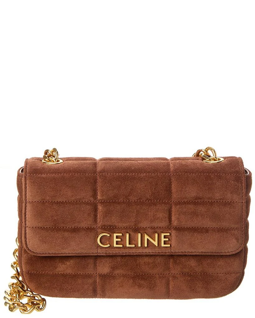 商品Celine|CELINE Monochrome Quilted Suede Shoulder Bag,价格¥15891,第1张图片