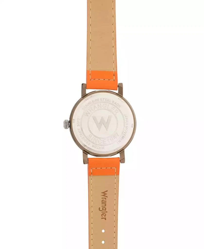 商品Wrangler|Men's Watch, 50MM Antique Grey Case with Blue Dial, White Arabic Numerals, with White Hands, Tan Color Strap with White Stitching, Over Sized Crown,价格¥271,第4张图片详细描述