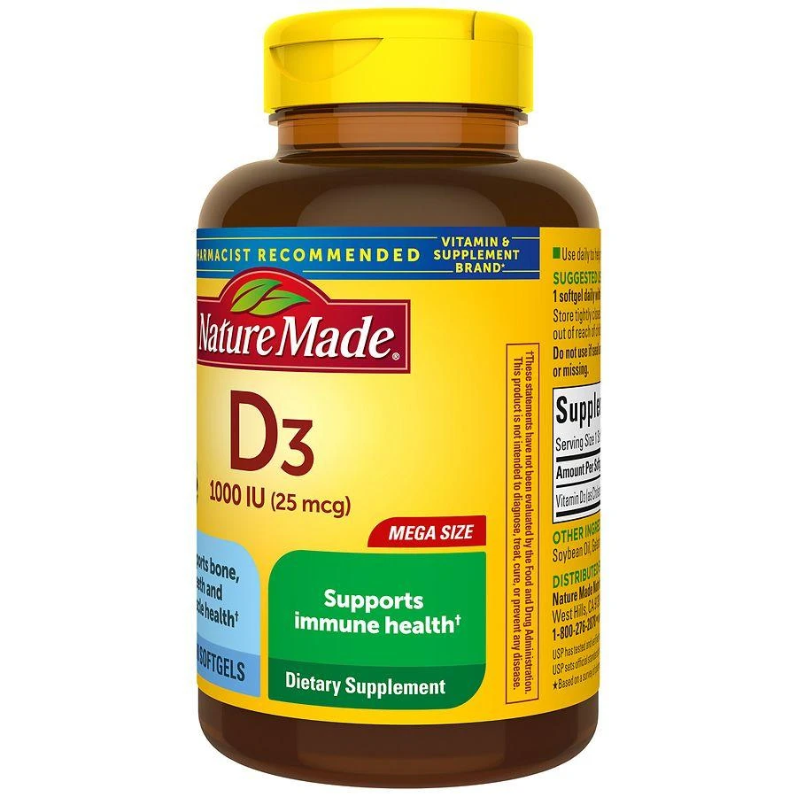 Nature Made Vitamin D3 1000 IU (25 mcg) Softgels 9