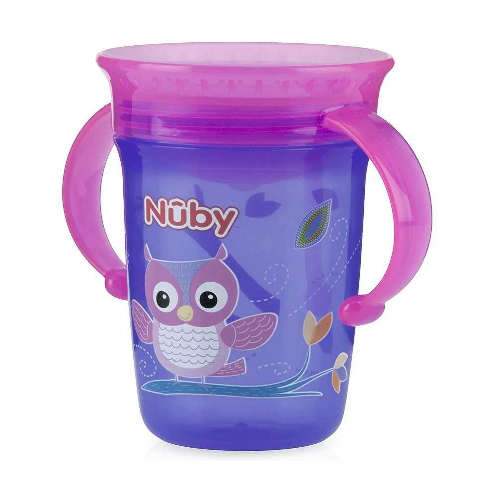 商品Nuby|No Spill 2-Handle Printes 360 Wonder Cup, Purple Owl,价格¥103,第1张图片