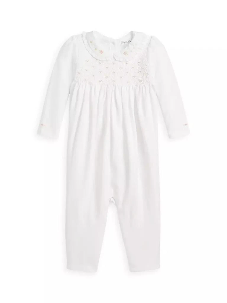 商品Ralph Lauren|Baby Girl's Smocked Organic Cotton Onesie,价格¥921,第1张图片