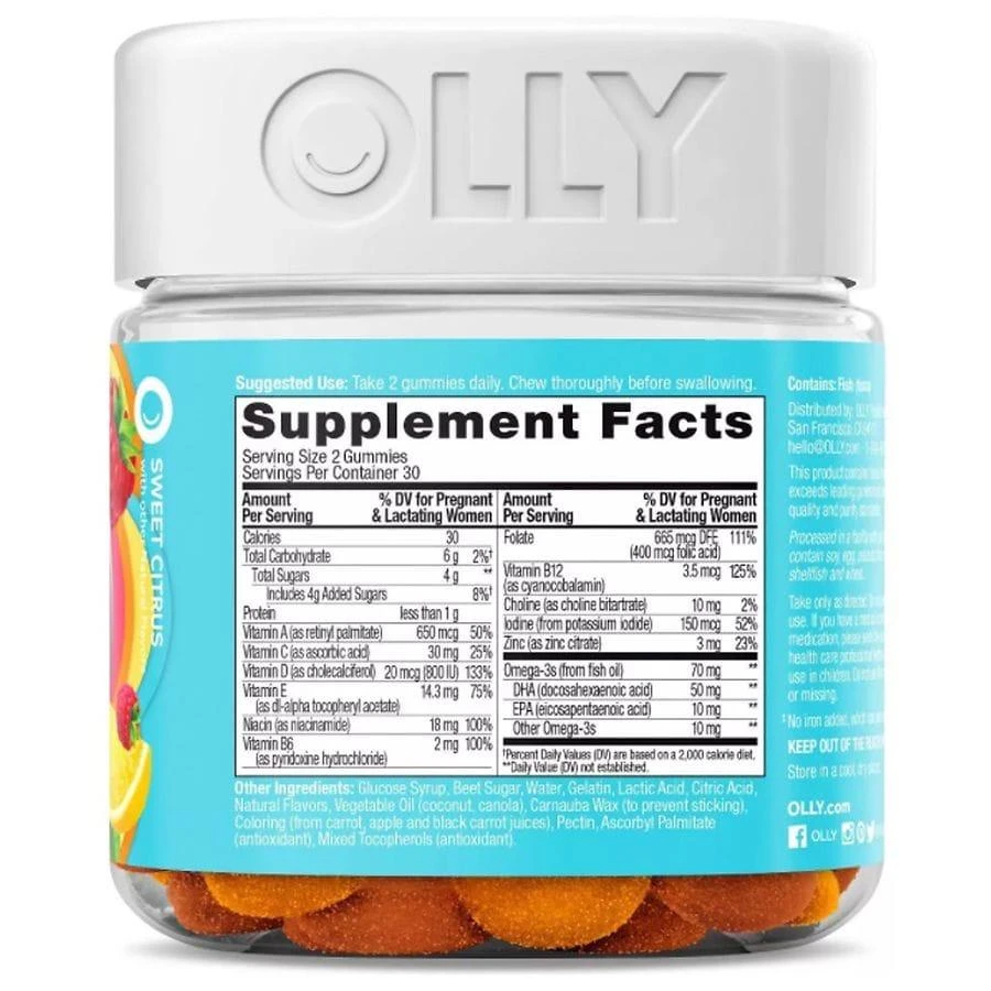 商品OLLY|The Essential Prenatal Multi Vitamins Sweet Citrus,价格¥126,第2张图片详细描述