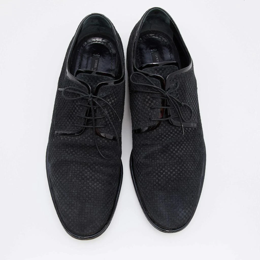 商品[二手商品] Louis Vuitton|Louis Vuitton Black Damier Embossed Suede and Patent Leather Trim Lace Up Derby Size 43,价格¥2661,第3张图片详细描述
