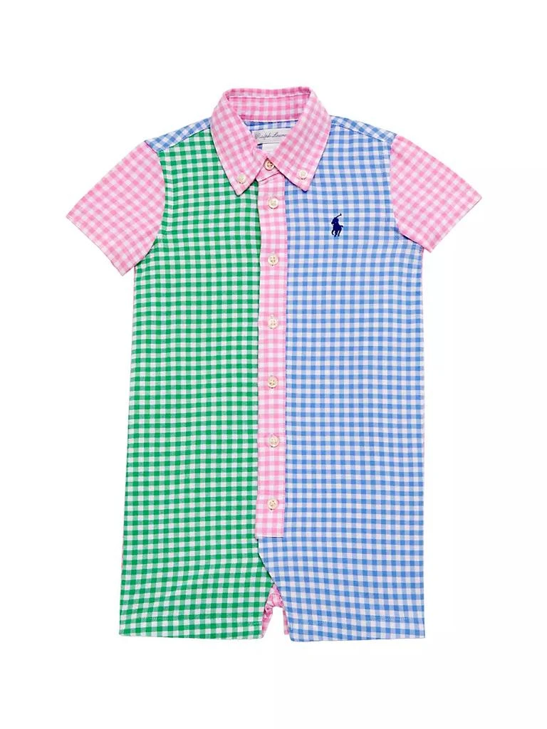 商品Ralph Lauren|Baby Boy's Gingham Colorblock Romper,价格¥410,第1张图片