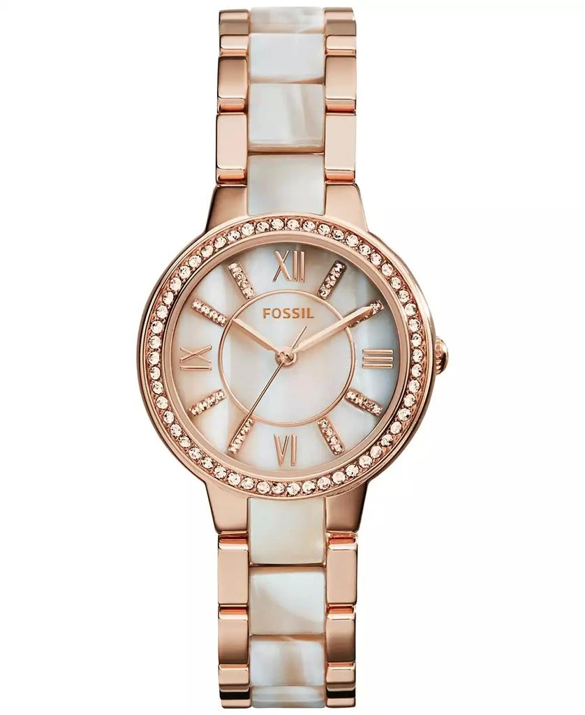 商品Fossil|Women's Virginia Shimmer Horn and Rose Gold-Tone Stainless Steel Bracelet Watch 30mm ES3716,价格¥639,第1张图片