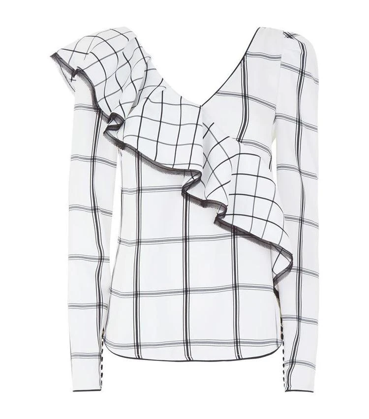商品Self Portrait|Check Frill Top,价格¥2507,第1张图片