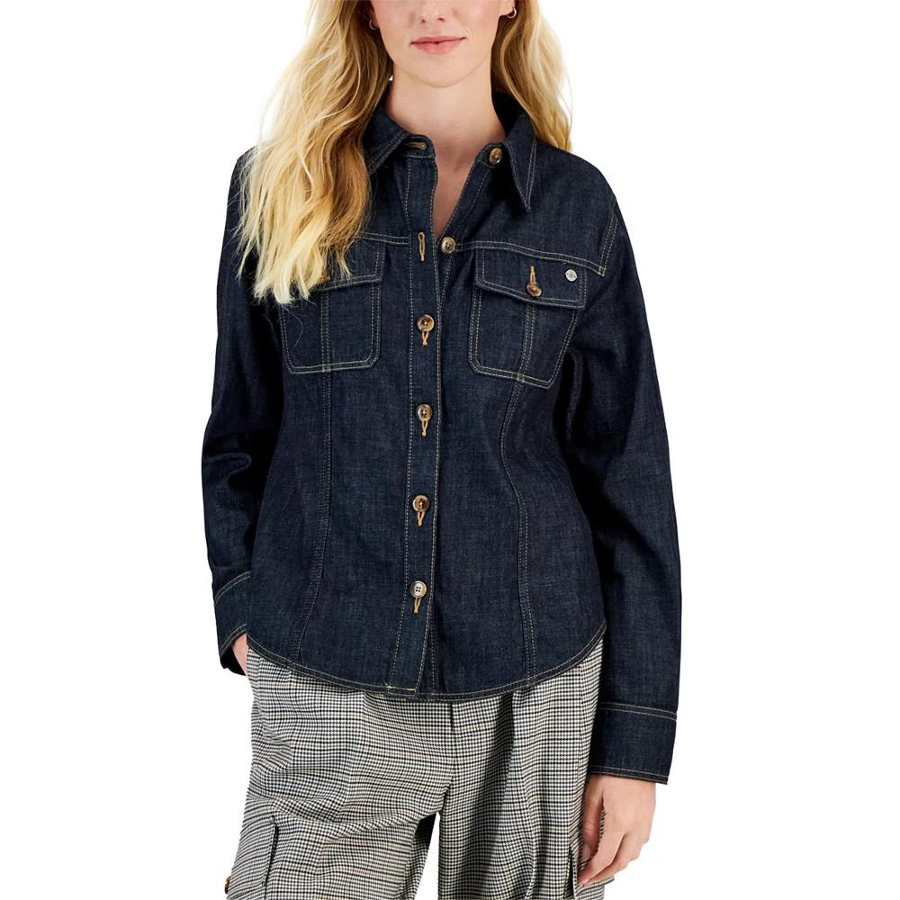 商品Tommy Hilfiger|Women's Denim Shirttail Trucker Shacket,价格¥495,第4张图片详细描述