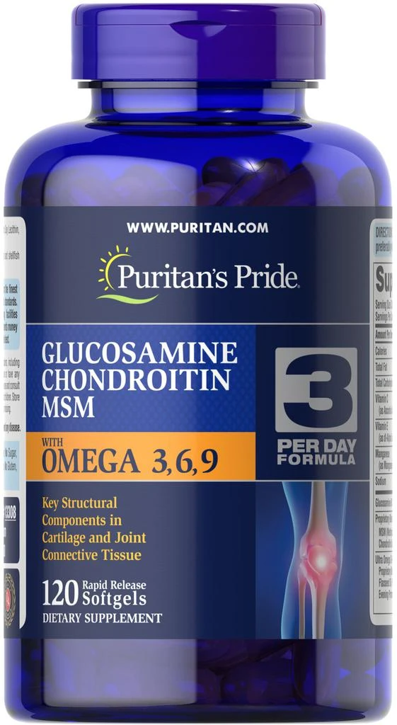 商品Puritan's Pride|Glucosamine, Chondroitin & MSM with Omega,价格¥394-¥787,第1张图片