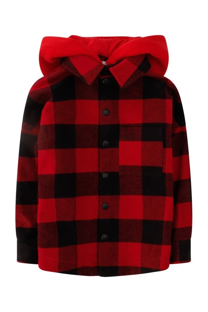 商品Palm Angels|Palm Angels Kids Logo Print Hooded Overshirt,价格¥1763,第1张图片