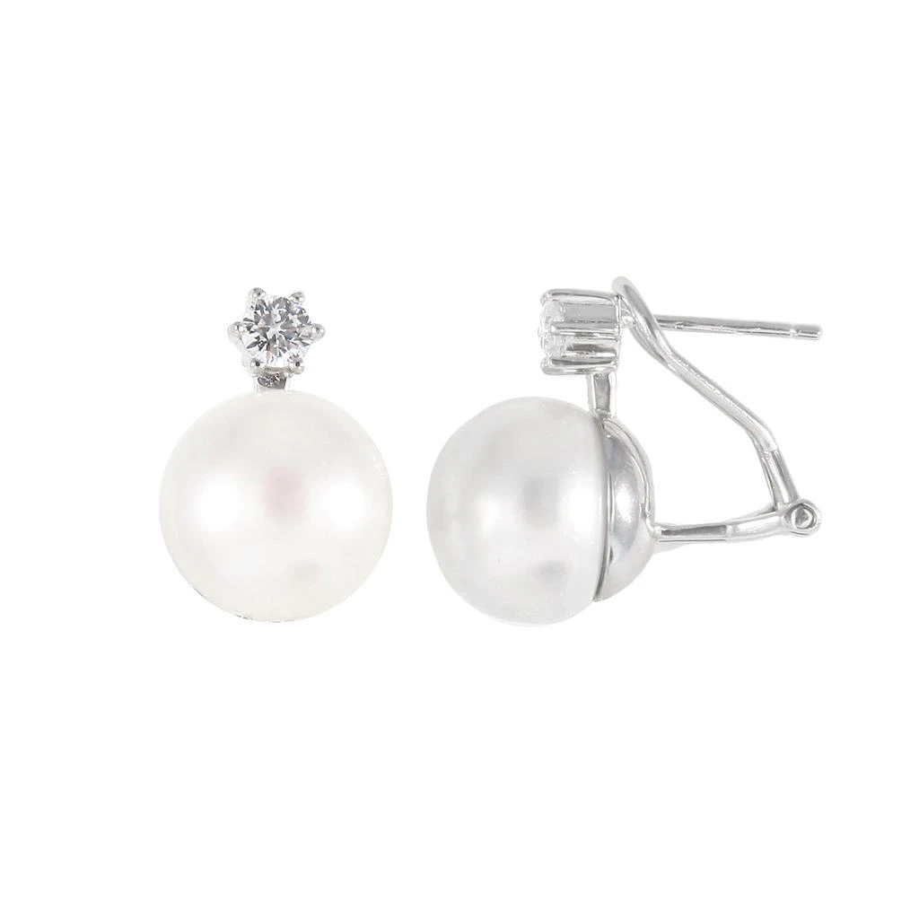 商品Splendid Pearls|CZ Accented 12-12.5mm Freshwater Pearl Earrings,价格¥226,第1张图片
