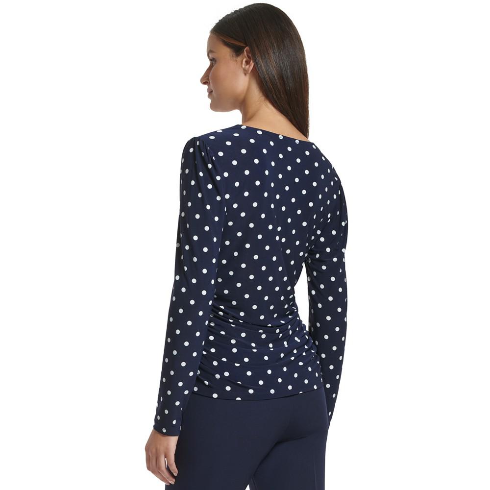 Women's Polka-Dot Square-Neck Ruched Top商品第2张图片规格展示