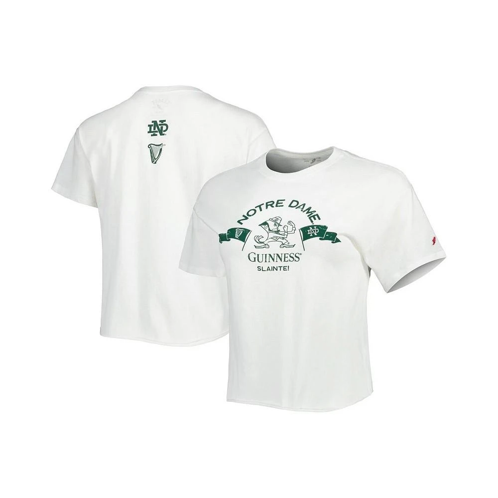 商品League Collegiate Wear|Women's White Notre Dame Fighting Irish Guinness Clothesline Cropped T-shirt,价格¥299,第1张图片