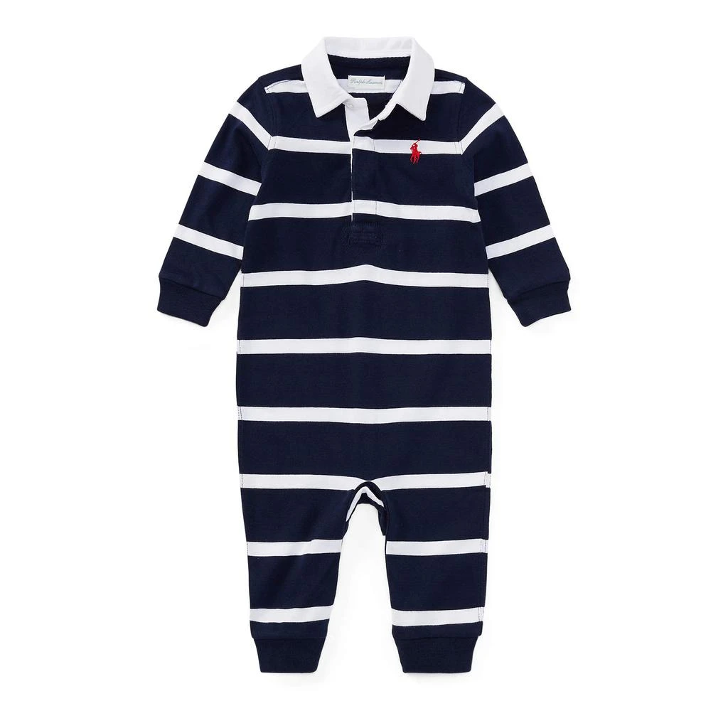 商品Ralph Lauren|Striped Cotton Rugby Coverall (Infant),价格¥124,第1张图片