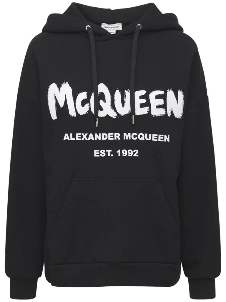 商品Alexander McQueen|Cotton Mcqueen Graffiti Hoodie,价格¥6291,第1张图片