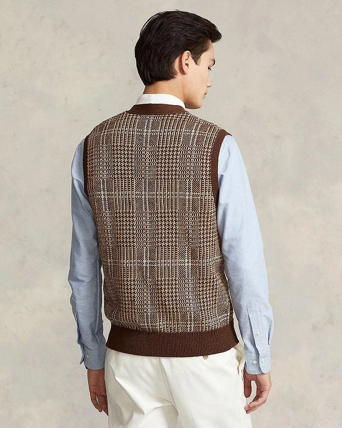 商品Ralph Lauren|Cotton, Linen & Cashmere Plaid Regular Fit V Neck Sweater Vest,价格¥1332,第3张图片详细描述