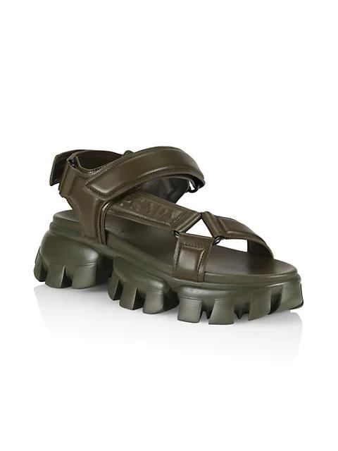 商品Prada|Thunder Leather Lug-Sole Sport Sandals,价格¥8412,第4张图片详细描述