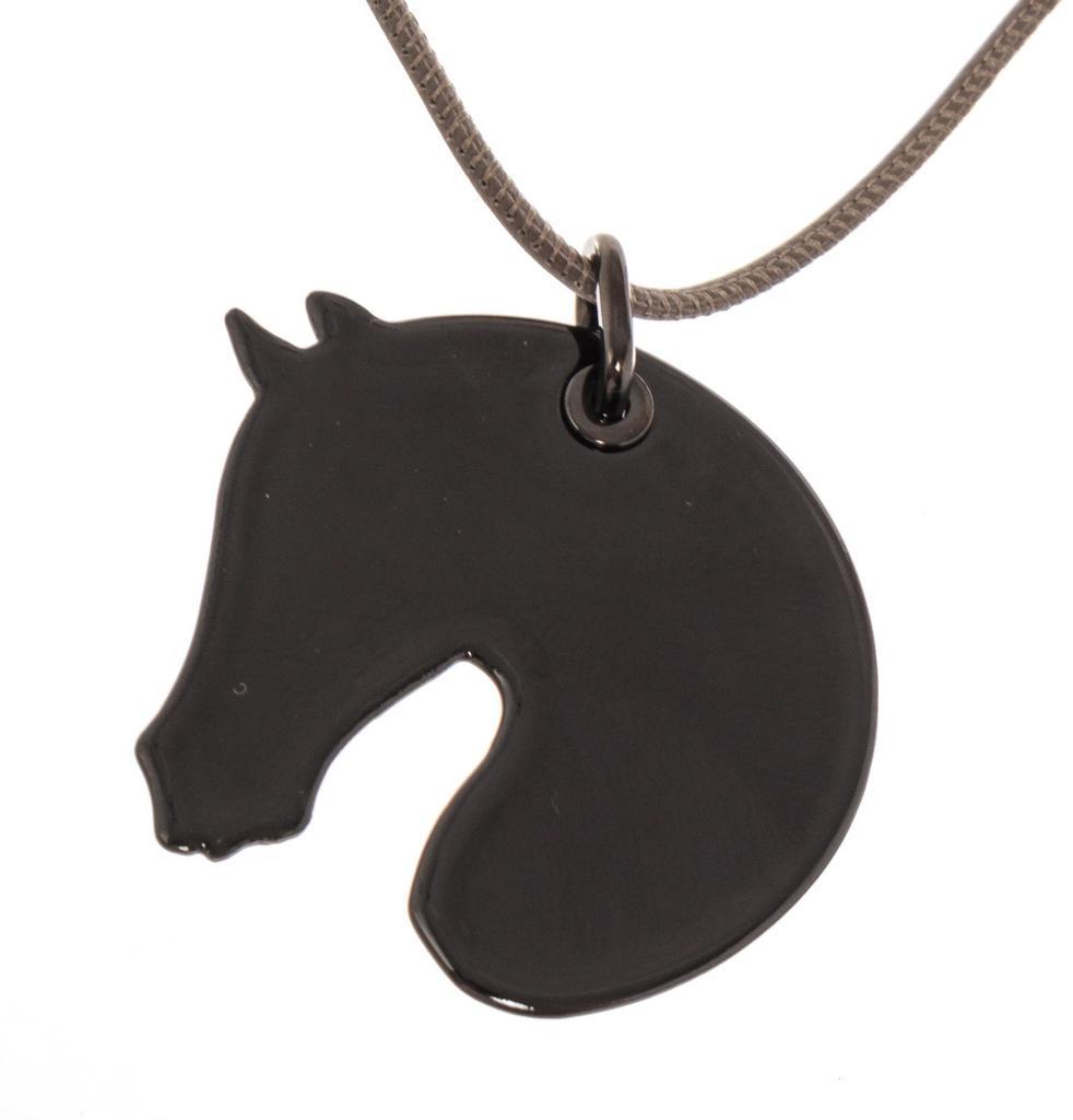 商品[二手商品] Hermes|Hermes Pink White Tatersale Horse PM Necklace,价格¥3653,第5张图片详细描述