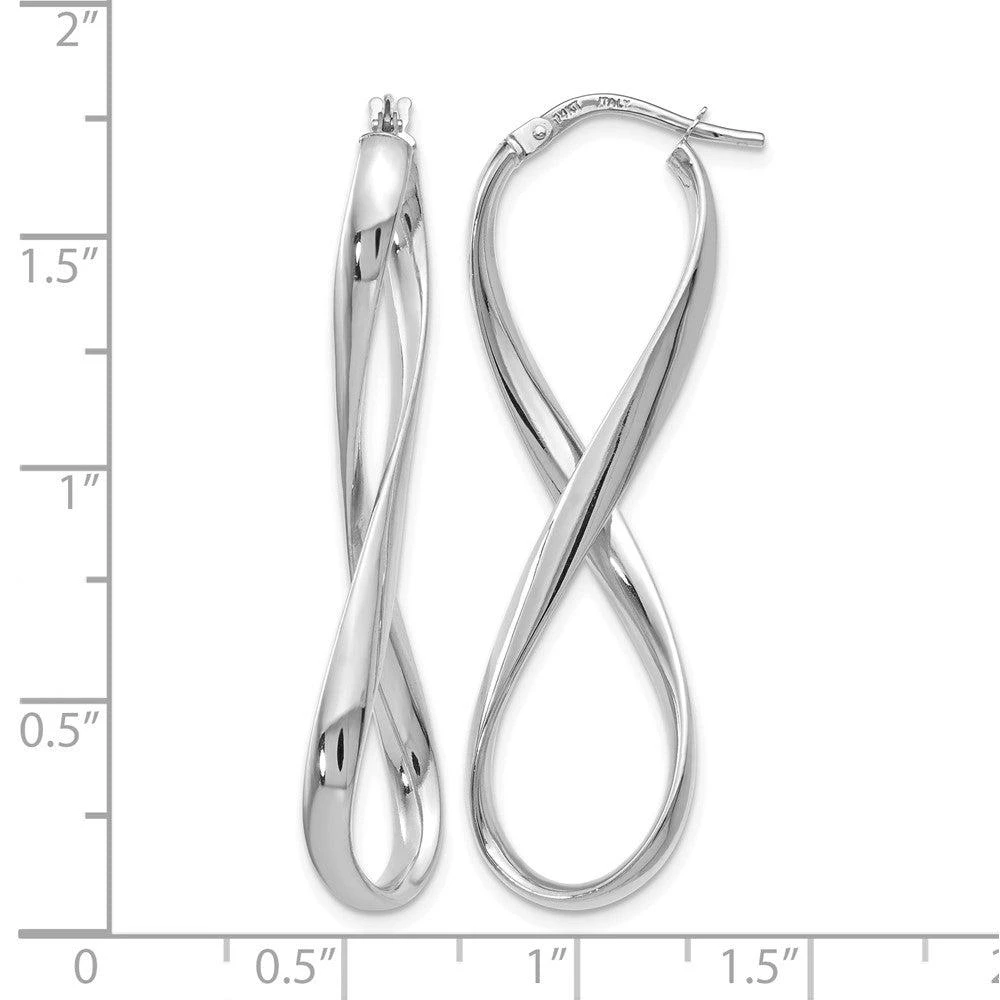 商品Diamond2Deal|14K White Gold Polished Fancy Infinity Hoop Earrings,价格¥6195,第4张图片详细描述