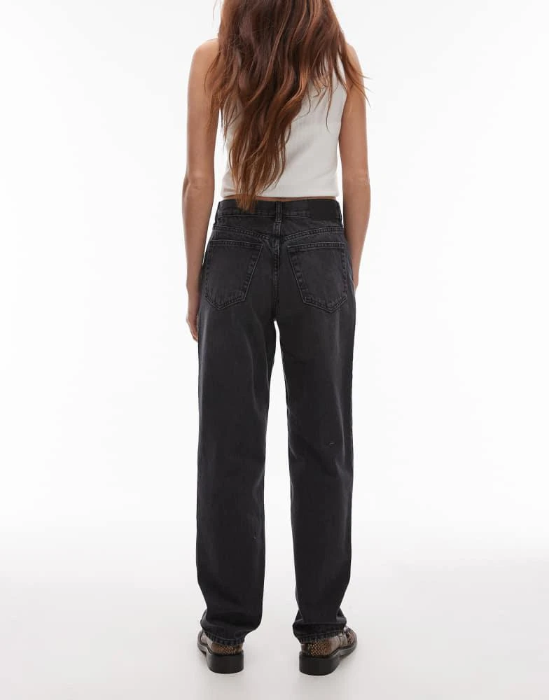 商品Topshop|Topshop Runway mid rise straight jean in washed black,价格¥476,第2张图片详细描述