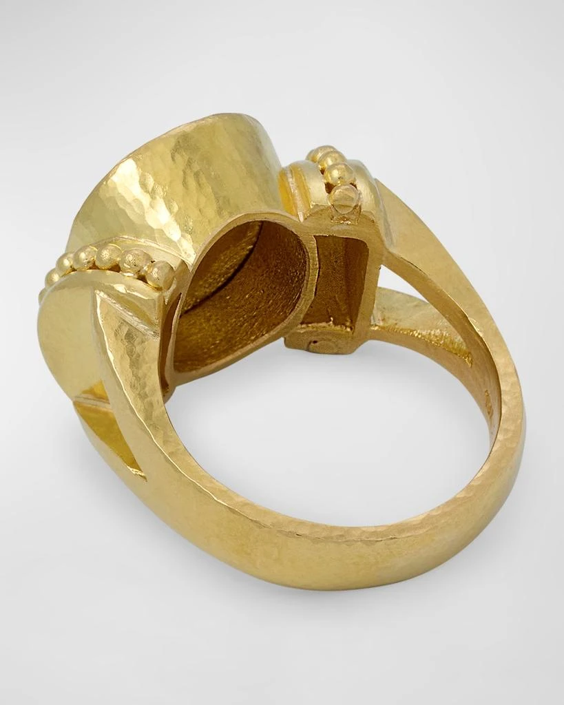 商品Elizabeth Locke|19K Yellow Gold Artemis Oval Ring with Granulated Bars and Split Shank,价格¥39819,第4张图片详细描述