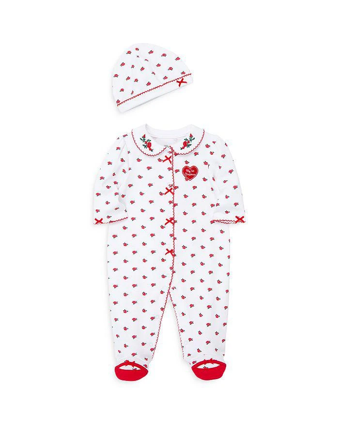 商品Little Me|Girls' Petite Rose Cotton Footie & Hat Set - Baby,价格¥146,第3张图片详细描述