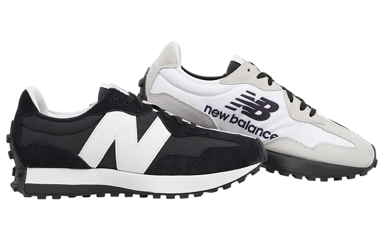 商品[国内直发] New Balance|Foot Locker x   NB 327 简约舒适 织物合成革减震 低帮 休闲跑步鞋 男款 黑白,价格¥660,第5张图片详细描述