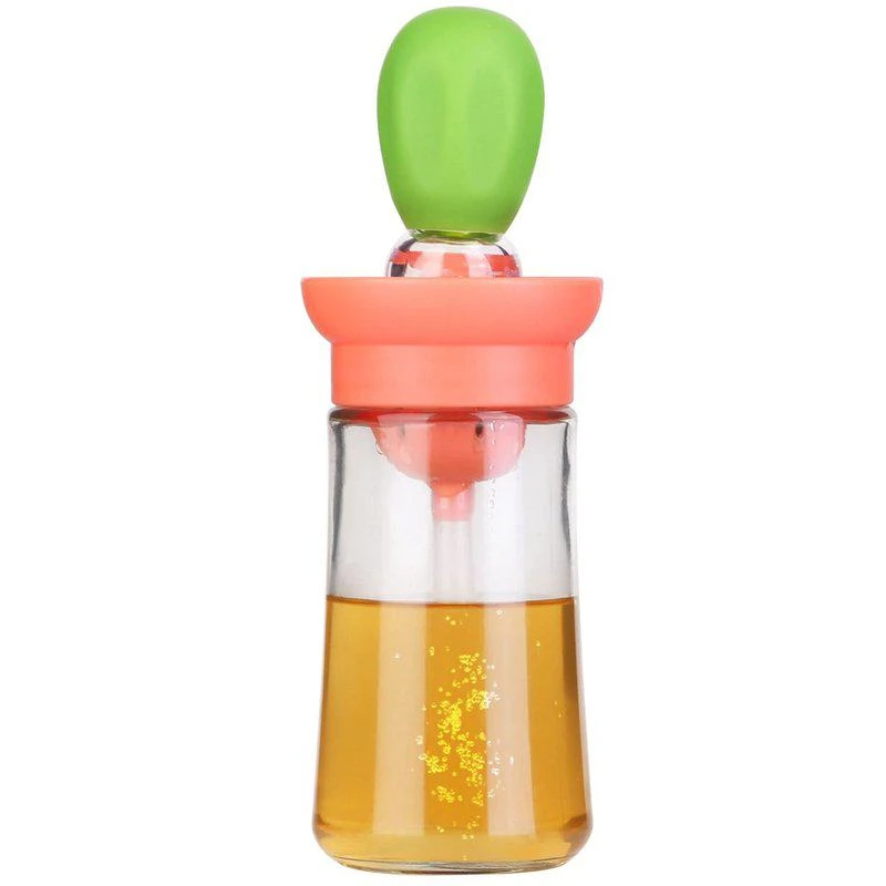 商品Fresh Fab Finds|2-In-1 Oil Dispenser: Glass Cooking Bottle With Dropper & Brush Silicone, Measuring Container For Kitchen, Baking, BBQ Green,价格¥161,第1张图片