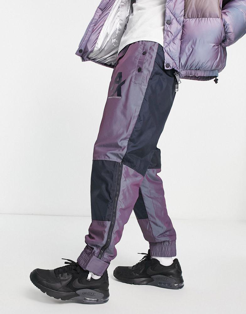 Armani Exchange irredescent joggers in purple商品第1张图片规格展示