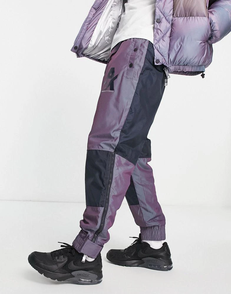 商品Armani Exchange|Armani Exchange irredescent joggers in purple,价格¥953,第1张图片