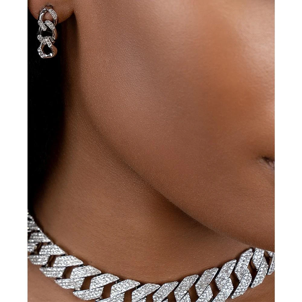 商品ADORNIA|Rhodium-Plated Pavé Curb Chain Drop Earrings,价格¥212,第3张图片详细描述