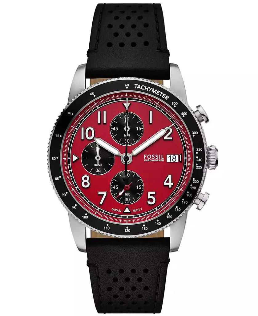 商品Fossil|Men's Sport Tourer Chronograph Black Leather Watch, 42mm,价格¥1446,第1张图片