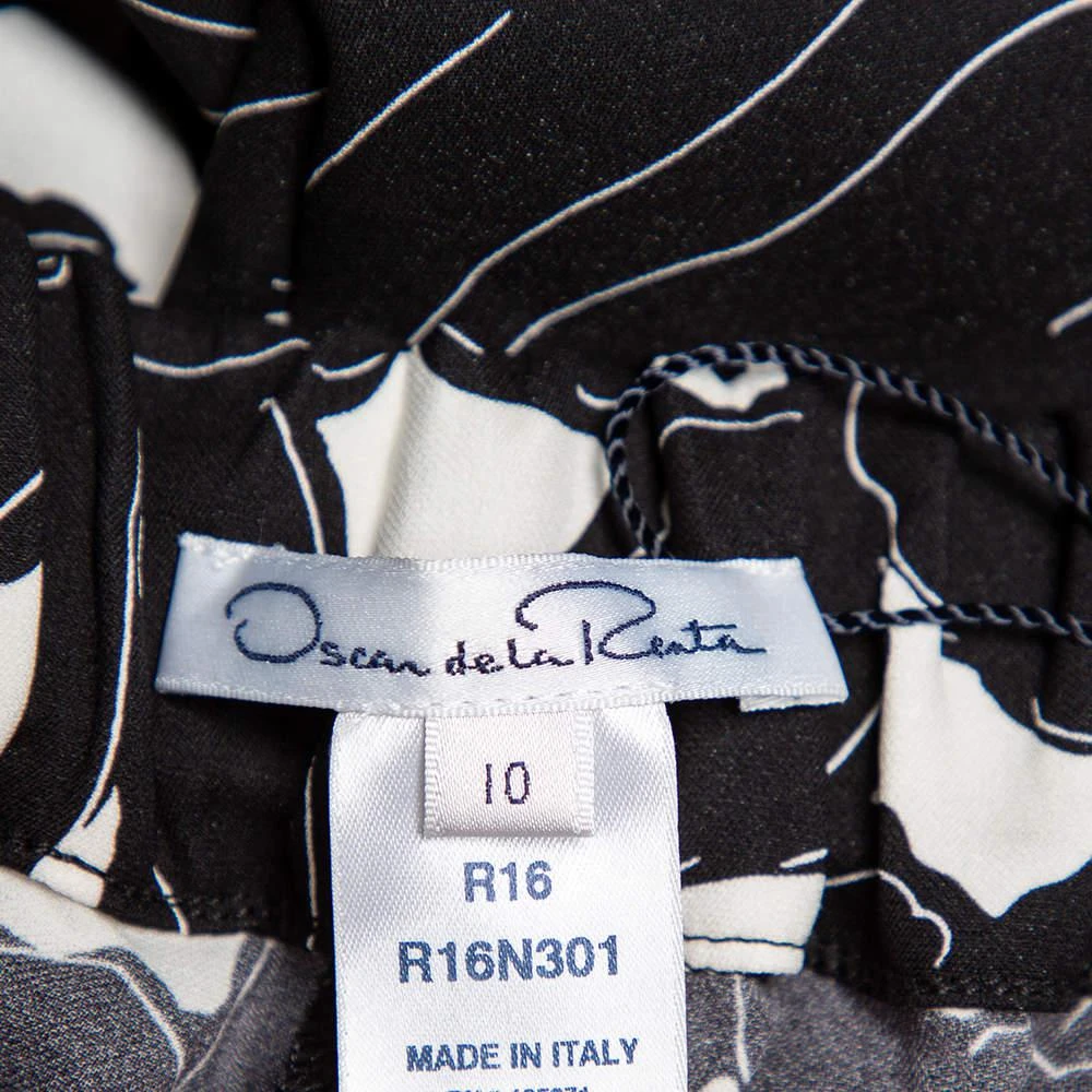 商品[二手商品] Oscar de la Renta|Oscar de la Renta Monochrome Floral Printed Silk Tapered Leg Pants M,价格¥1440,第5张图片详细描述